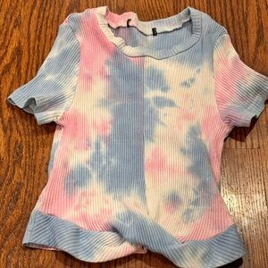 Kids Tie-Dye Ribbed Shirt - Pink and Blue